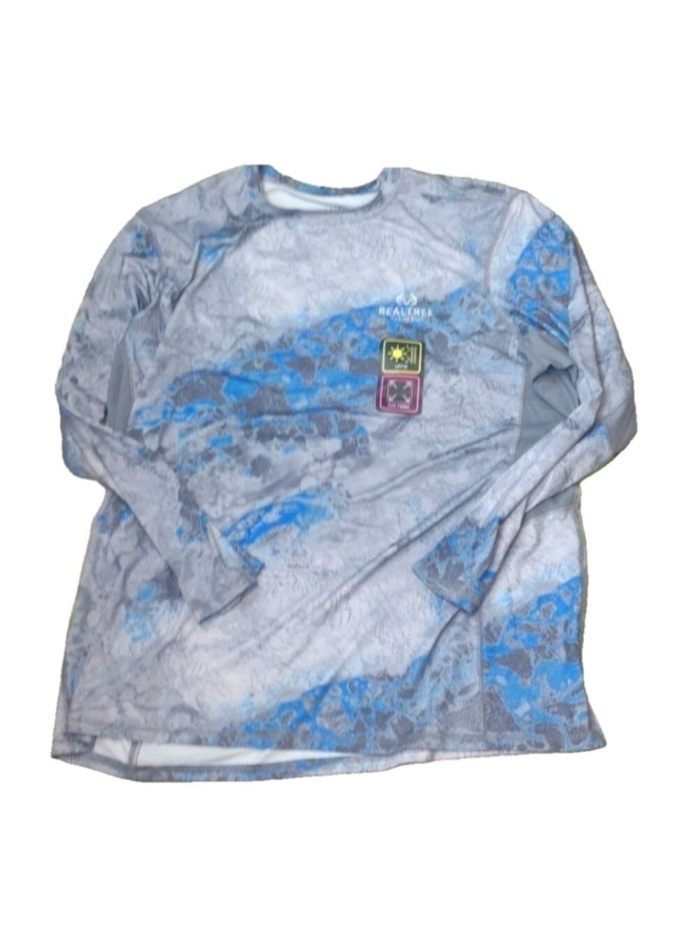 Realtree gray blue fishing long sleeve top size 2XL